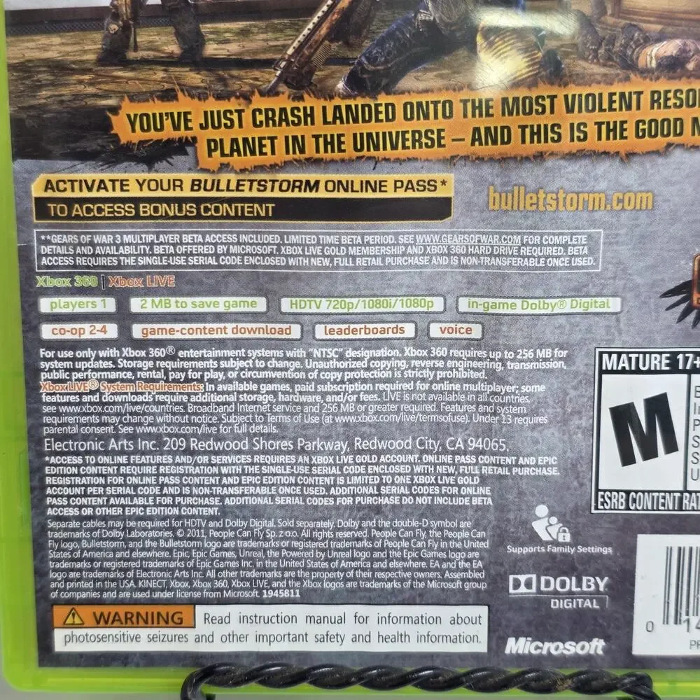 Bulletstorm: Epic Edition (Microsoft Xbox 360) CIB Complete Tested